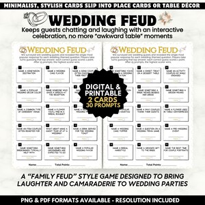 Brautparty freundliche Fehde, minimalistische Familie Fehde Trivia modernes Spiel für Erwachsene, Paar Hochzeit Dusche druckbare Karten, Jeopardy PDF Quiz
