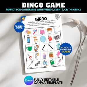 Leuk bingospel voor volwassenen en tieners, mingle afdrukbare bingokaarten set voor familiefeest, gepersonaliseerde canva-sjabloon direct downloaden