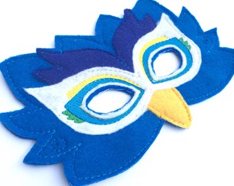 Dramatic  peacock felt mask - dress up - toddler mask - preschool - kid mask - fantasy - whimsical Halloween ideas - gifts for kids