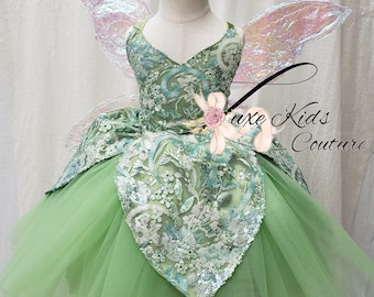 Green Fairy Couture Dress, Fairy Birthday dress, fairy princess tutu dress, Fairy Dress, Green Fairy Costume, fairy Halloween Costume