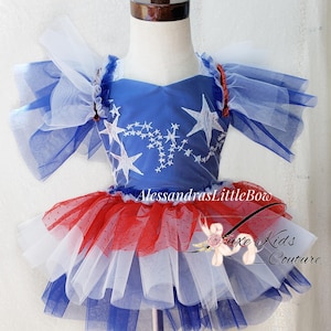 Lady Liberty Red, white and blue whimsical romper, Miss America dress 4th of july girl paeant dress, independence day tutu, patriotic romper