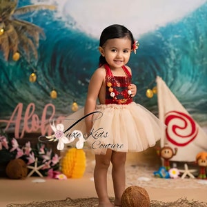 Hawaiian Princess tutu romper, baby Halloween costume, Hawaiian princess outfit, Hawaiian tutu, baby tutu set, princess birthday outfit