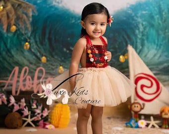 Moana tutu romper, disfraz de Halloween de Moana, conjunto de tutú de princesa hawaiana, vestido de tutú de Moana, conjunto de tutú de bebé Moana, traje de cumpleaños de Moana