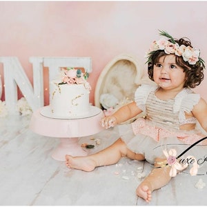 Boho 1st Birthday romper, cream and blush Boho Lace Romper, Baby girl lace tutu romper, smash cake outfit, cake smash lace romper, boho baby