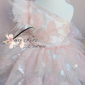 Mia one  shoulder Butterfly Romper, Butterfly baby outfit, blush butterfly baby dress, butterfly dress, pink butterfly  birthday dress