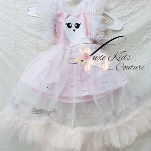 Ghostly Girl Whimsical Romper, whimsy costume, pretty ghost costume, girl ghost costume, baby halloween costume, kids ghost costume