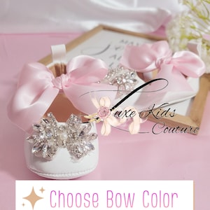 Bow baby girl Ballet flats, rhinestone baby girl crib shoes, bling baby shoes, elegant baby girl shoes, baby ballerina shoes, walker shoes