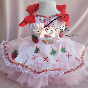 Rush need by August 25 Strawberry Birthday whimsical Romper, berry first birthday outfit, strawberry birthday dress, strawberry outfit