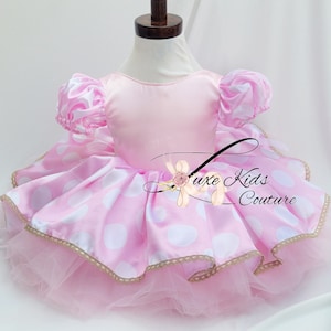 Light Pink Polka dots Couture Dress, Birthday dress, princess  tutu dress, pink baby dress, princess dress, pink cake smash dress