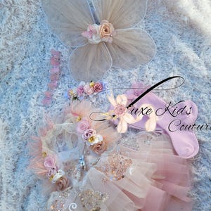 Custom Butterfly Couture romper, wings and flower headband size 9/12mo
