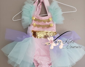 Pastel Circus Inspired Romper for Girls, Circus Tutu Romper, Circus Tutu Costume, Circus Costume for Girls, Vintage Carnival Tutu Romper