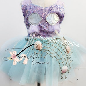 Pastel Mermaid whimsical Romper, mermaid birthday outfit, Mermaid Tutu Dress, Under the Sea Tutu, mermaid cake smash romper