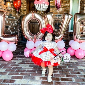 Red Hearts couture dress, valentine&#39;s day dress, girls vday dress, valentine&#39;s photoshoot dress, valentine&#39;s outfit, vday baby dress