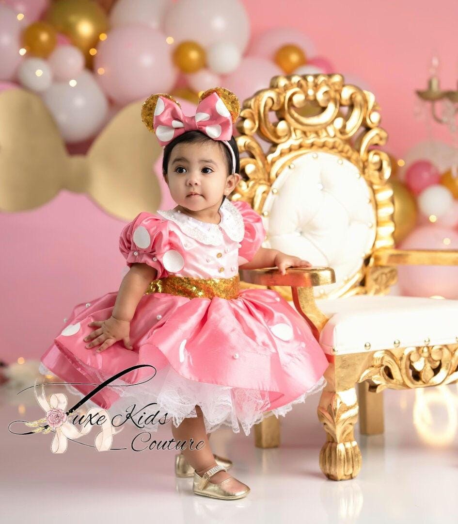green emerald velvet dress Order Pink and Gold Minnie Mouse Costume for Baby – Costumes Club main image 1
