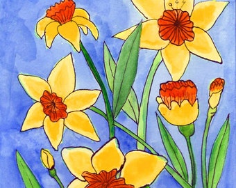 JoAnn's Daffodils - Watercolor Floral - 6 Printed Cards