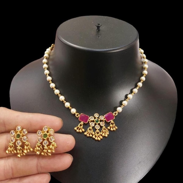 Mother's day gift / One Gram Gold Jewelry set / Desi Jewelry / Delicate Jewelry set