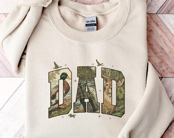 Hunting Dad Sweatshirt | Duck & Deer Wildlife Dad Shirt | Outdoorsman Father Gift | Hunter Dad Crewneck | Camo Nature Dad Top
