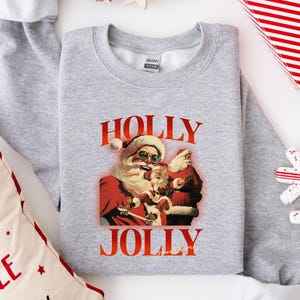 Holly Jolly Christmas Sweatshirt, Santa Claus Sweatshirt, Christmas Tree T-Shirt, Xmas Shirt, Trendy Christmas Shirt, Christmas Gift Shirt