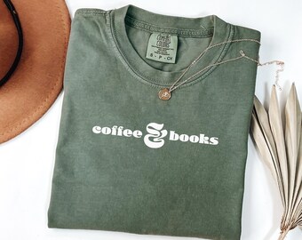Komfort Farben Shirt, Kaffee und Bücher T-Shirt, Buch Liebhaber Geschenk