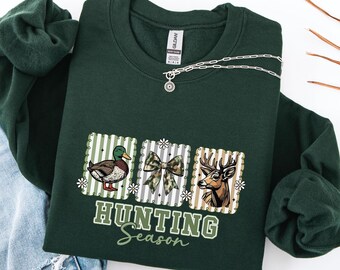 Hunting Season Crewneck, Camo Coquette Bow, Duck Hunting Tee