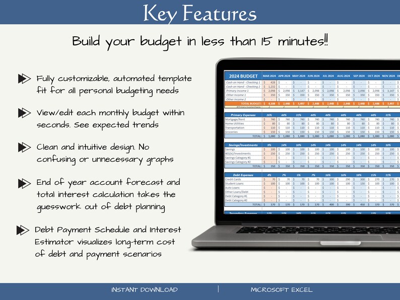Simple Monthly Annual Digital Budget Spreadsheet Excel Template ...