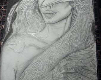 Original Charcoal Drawing- “Love me like a swan”