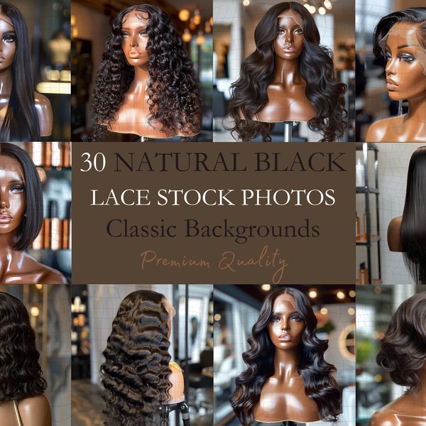 30 Natural Black Wig Stock Photos | Classic Backgrounds | Premium Quality Images | Small Business Stock Photos | Wig Mannequin Images