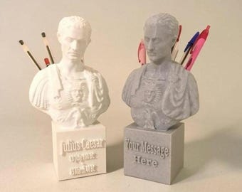 Julius Caesar Bust Pen Holder | 3D Printed Desk Organizer