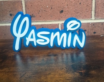 Personalized Disney Style Logo 3d Printed logo , Desk Sign , 3d Disney Logo, Custom Disney Name Sign, Nursery Decor