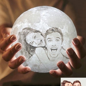 Personalisierte Foto Mondlampe: 3D Mondnachtlicht, Geschenk für Paare