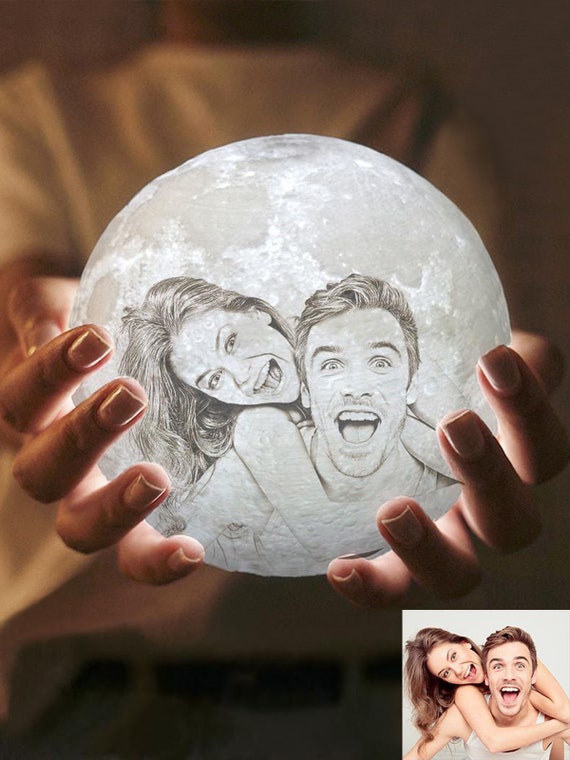 Lampada 3D Luna Personalizzabile Con Foto E Testo - Ricarica USB 16 Colori - 5