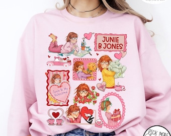 Sudadera de Junie B. Jones para San Valentín: un bonito regalo de San Valentín. Camiseta personalizada de Junie B. Jones. Camiseta divertida de San Valentín para niños.