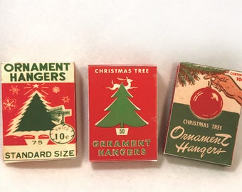 mid-century vintage Christmas tree ornament hooks boxes w/ great