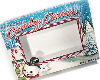 DIGITAL Vintage Christmas Snowman Candy Canes Box Craft File Printable INSTANT DOWNLOAD