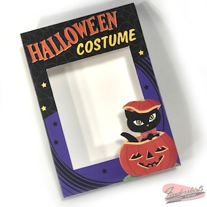 DIGITAL Vintage Halloween Kitty Cat Costume Box Craft Vignette File Printable INSTANT DOWNLOAD