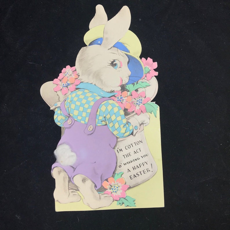 Vintage 1940s Easter Cottontail Bunny Boy Large Card Ephemera Etsy