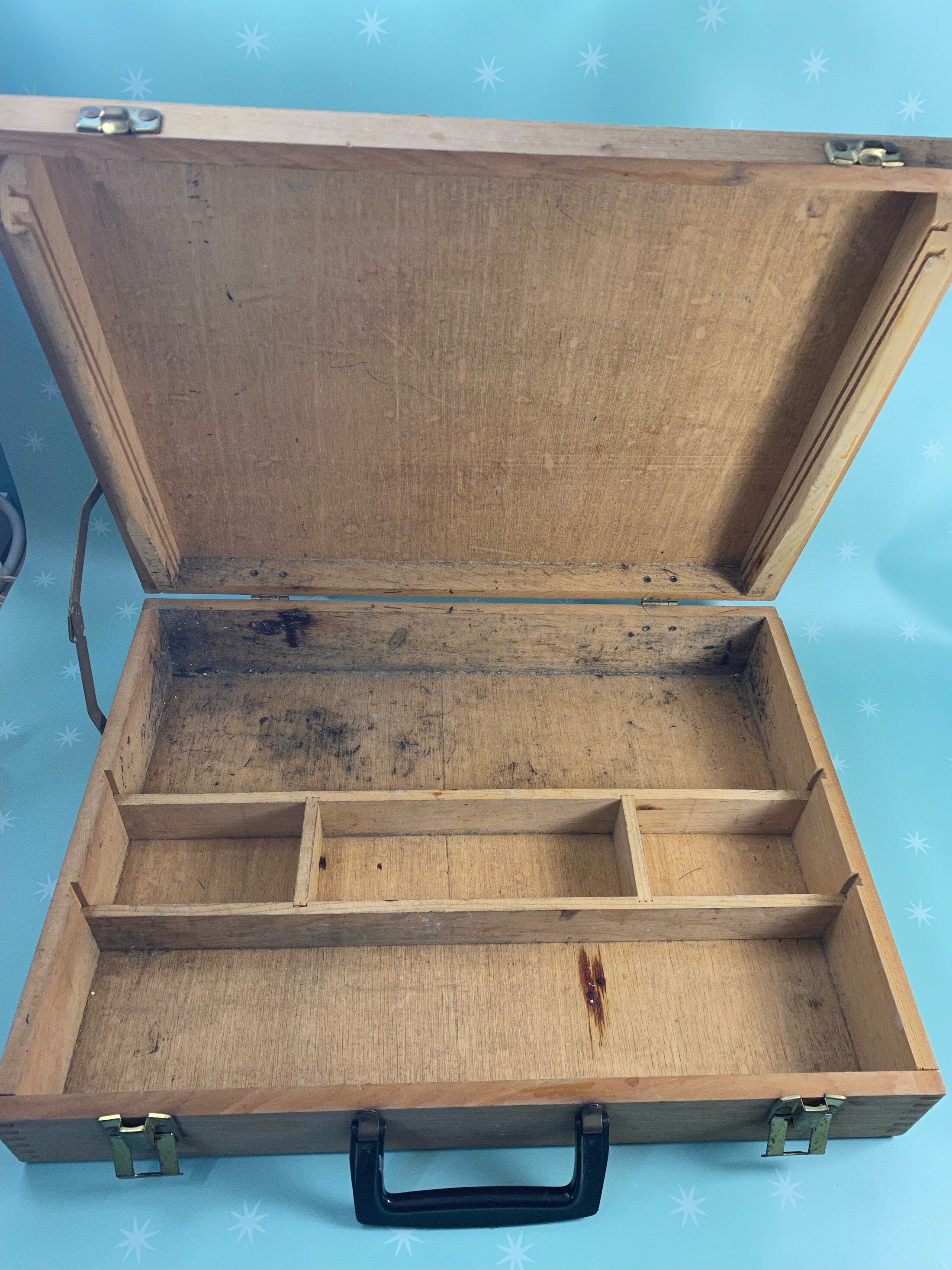 Wooden Art Supply Storage Box  Pencil Case Wood Box Storage