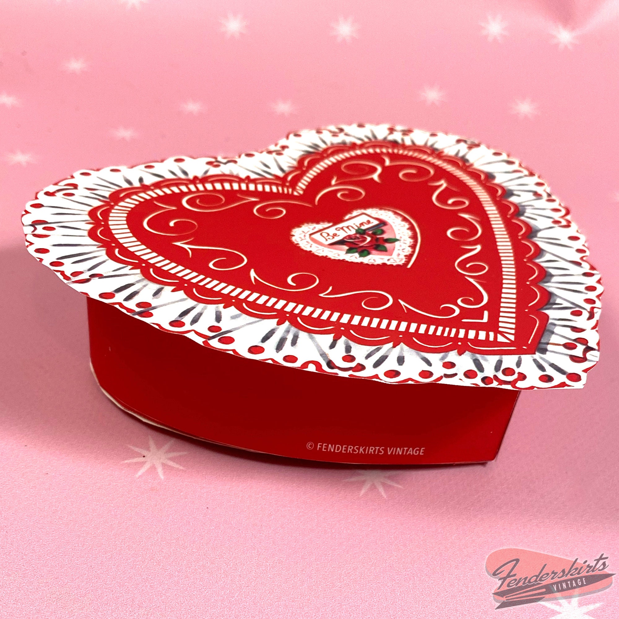 DIGITAL Vintage Valentines Day Ruffled Heart Box Craft File