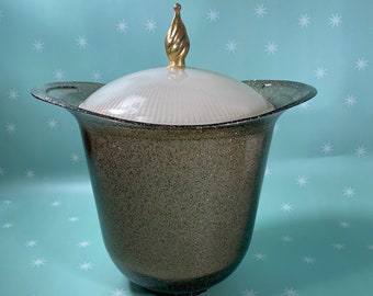 Vintage Gold Glitter Mid Century Plastic Ice Bucket Barware