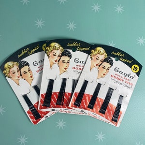 Lote de 3 Gayla Hold Bob Bobby Pins sin usar en la tarjeta