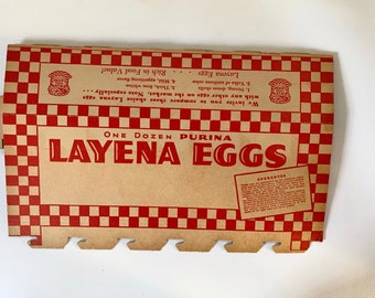 Cartón vintage Purina Layena Huevos Caja de huevos de Pascua sin usar Publicidad de pantalla de Pascua