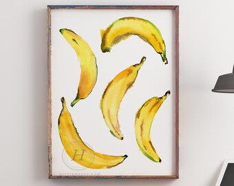 Bananas Print Kitchen Art