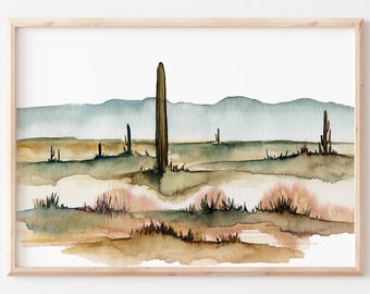 Arizona Desert Watercolor Print by HippieHoppy