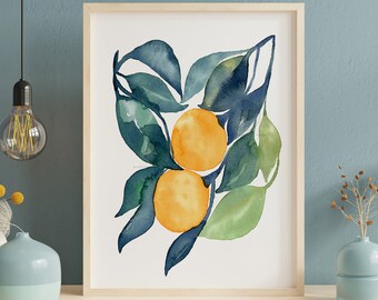 Kitchen Wall Art Orange Watercolor Print