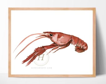 Crawfish Watercolor Print Louisiana Art