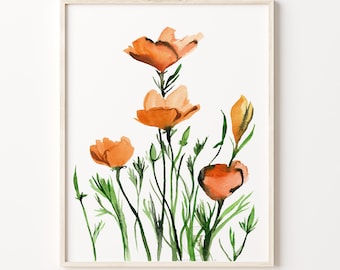 CALIFORNIA POPPIES Watercolor Print by Crystal Cortez