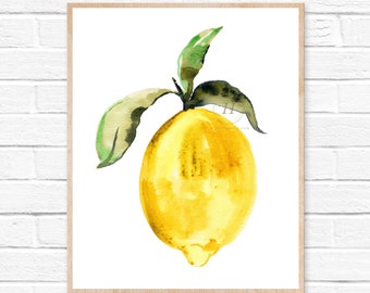 Impression aquarelle citron par hippiehoppy Art botanique impression cuisine