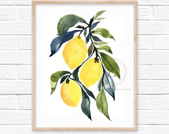 Impression aquarelle citrons par hippiehoppy Art botanique impression cuisine