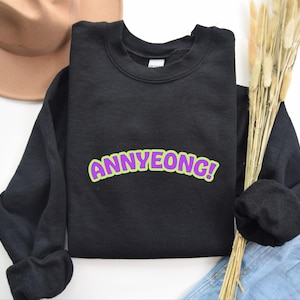 Toll! Sweatshirt, Annyeong koreanisches Sweatshirt mit Rundhalsausschnitt, süßes koreanisches Sweatshirt, koreanisches Geschenk, koreanischer Pullover, Annyeong Pullover