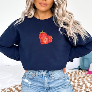 Cute Strawberry Sweatshirt, Strawberries Crewneck Sweatshirt, Cute Strawberry Sweater, Kawaii Strawberries Sweater, Strawberry Gift